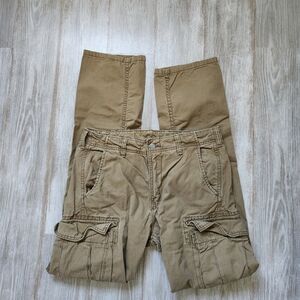 Levis Khaki Cargo Loose Fit Pocket Pants Utility White Tab Cotton Mens Sz 31x34